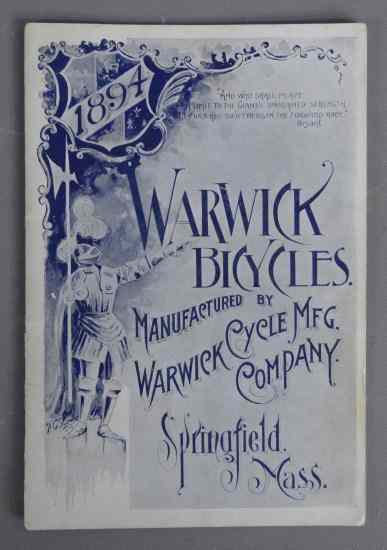 Appraisal: Bicycle Catalog '' Warwick Bicycles'' Springfield Mass pages VG cond