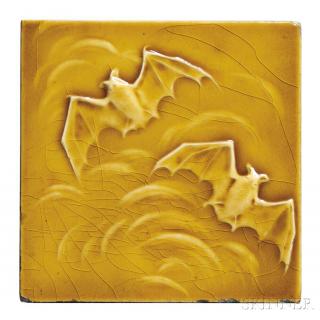 Appraisal: American Encaustic Co Bat Tile Glazed pottery Zanesville Ohio early