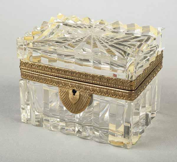 Appraisal: A French Brass-Mounted Cut Glass Dressing Table Box th c