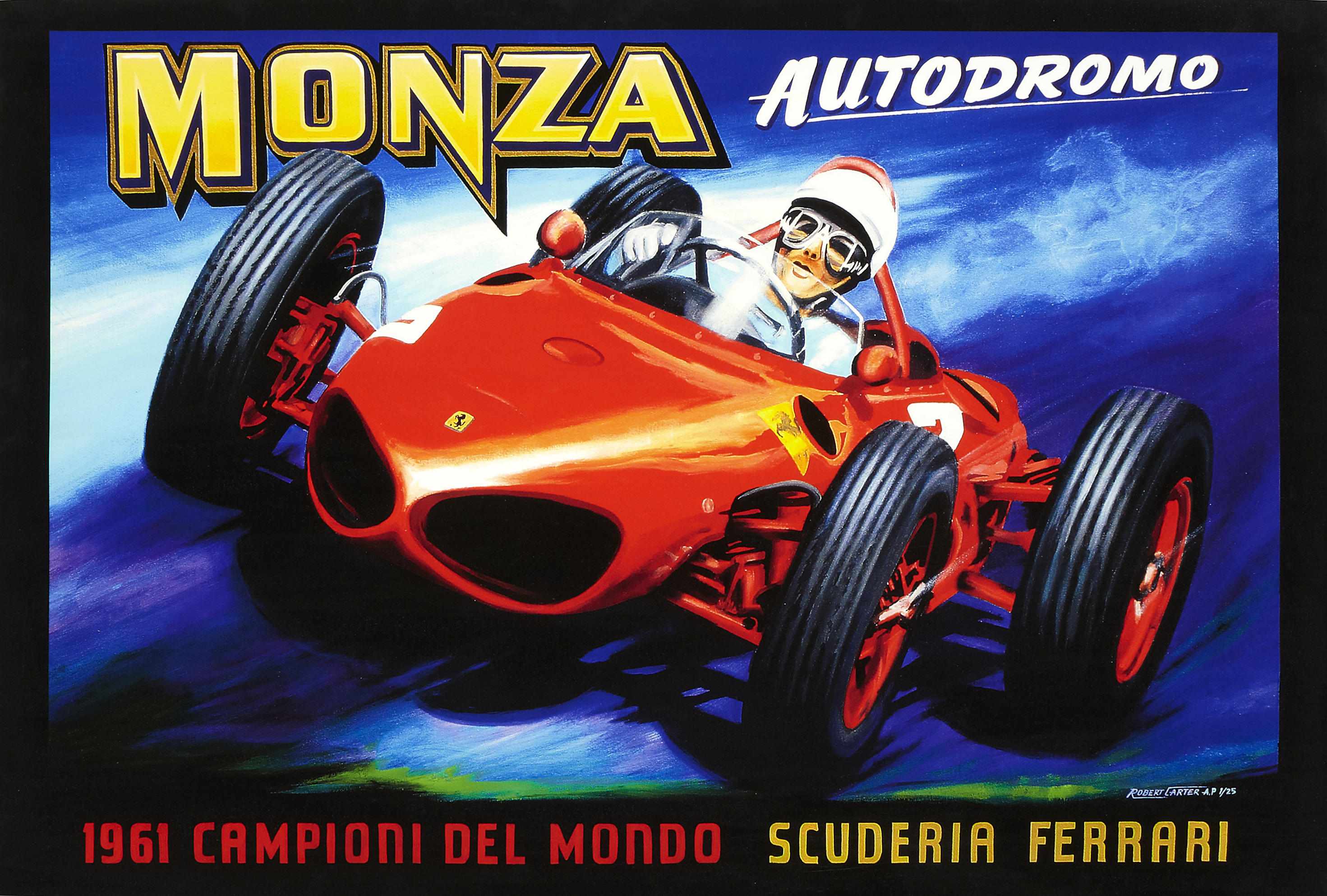 Appraisal: Robert Carter 'Ferrari at Monza' giclee lithograph print on canvas