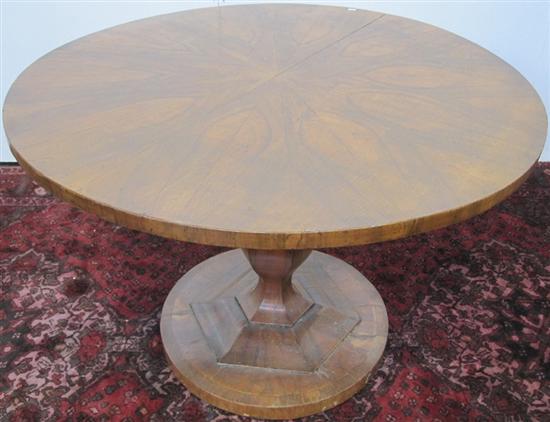 Appraisal: TH C CENTER BREAKFAST TABLE Walnut parquet fan top raised