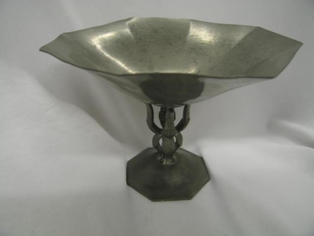 Appraisal: Just Andersen Pewter Compote famous Danish designer tall hand hammered