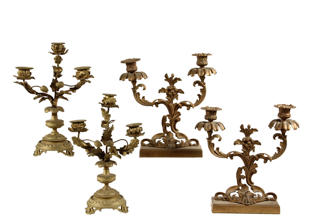 Appraisal: PAIR OF MANTEL LIGHTS - French Gilt Bronze Candelabrum including