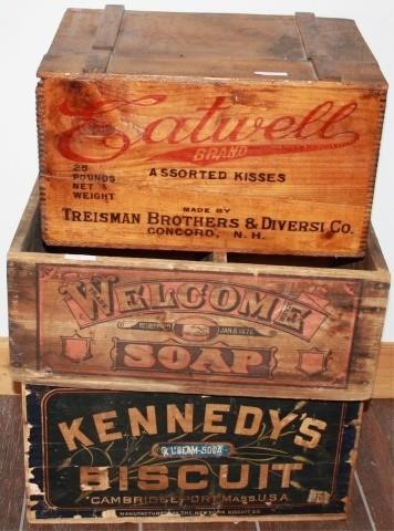 Appraisal: ADVERTISING BOXES KENNEDY S BISCUIT MISSINGCOVER WELCOME SOAP PRINTED LABEL