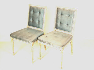 Appraisal: A pair of white painted Louis XVI style side chairs