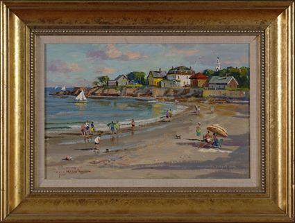 Appraisal: WAYNE MORRELL b FRONT BEACH ROCKPORT Oil on masonite x