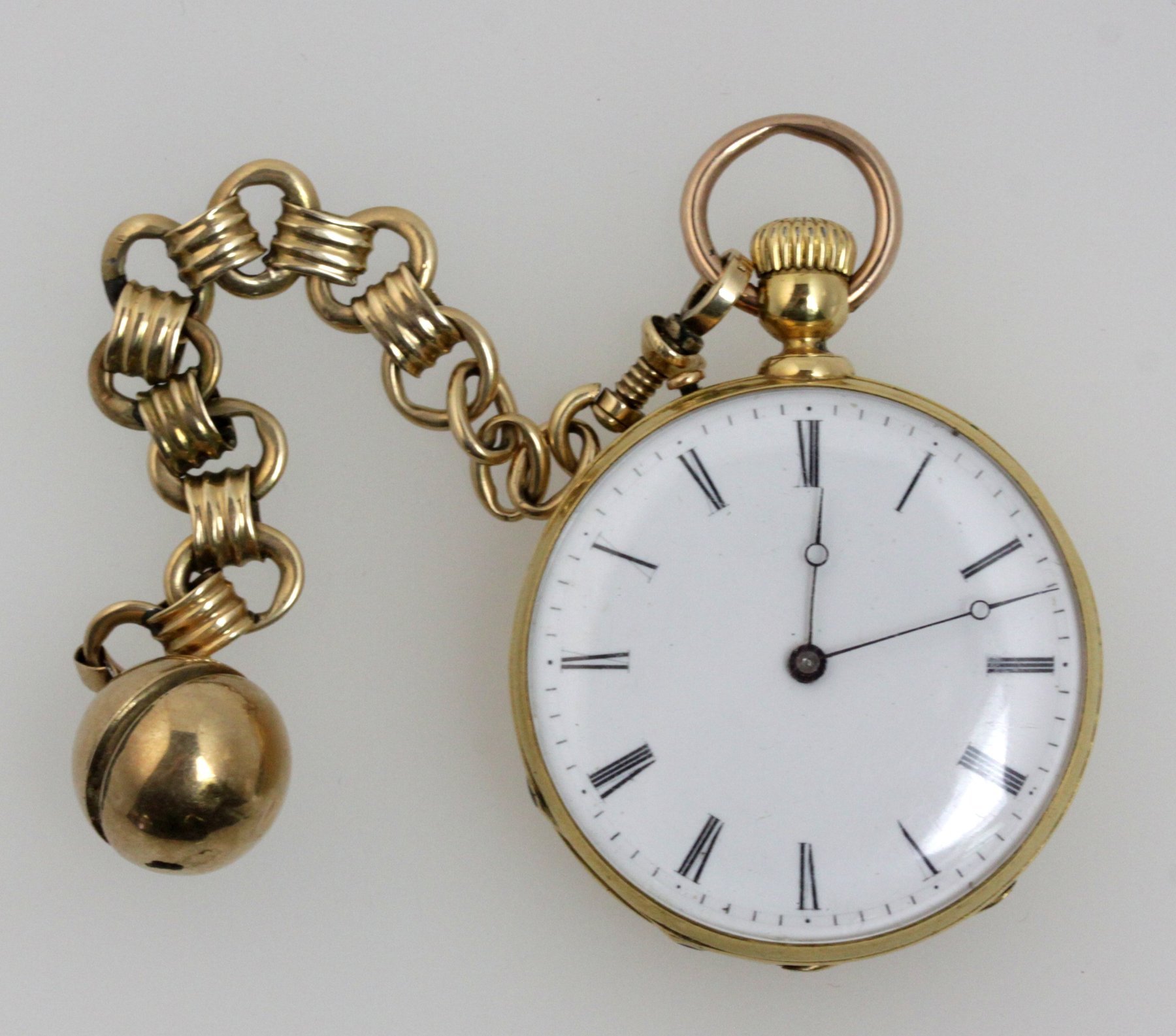 Appraisal: A lady's Continental gold cased open-faced pocket watch the white