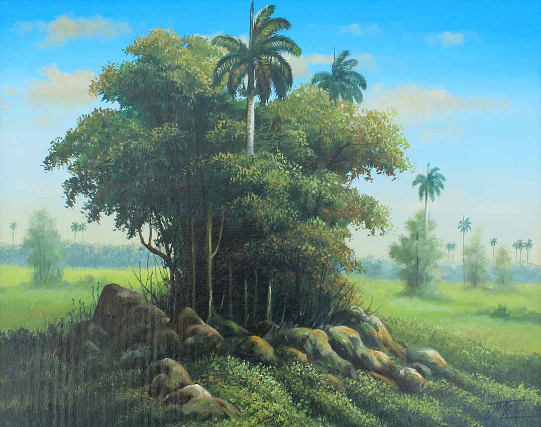 Appraisal: GIL Jose Mariano Spanish th C Coquina Quarry Palms Oil