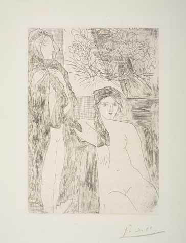 Appraisal: PABLO PICASSO Rembrandt et Deux Femmes Etching and scraping x