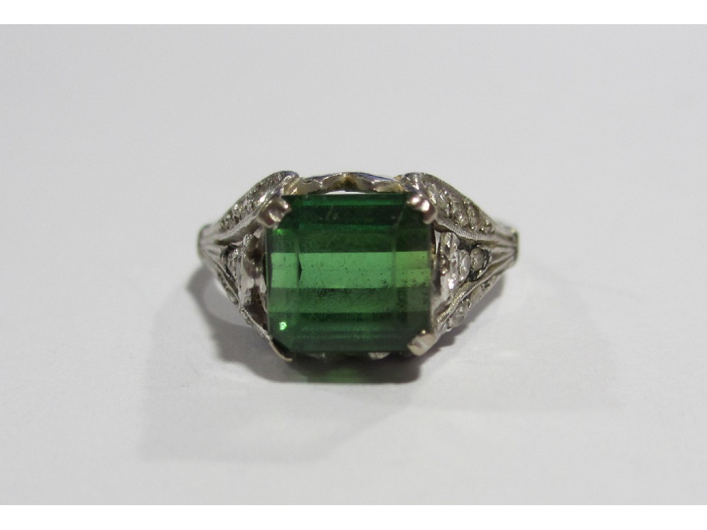 Appraisal: An Art Deco platinum green sapphire and diamond set dress