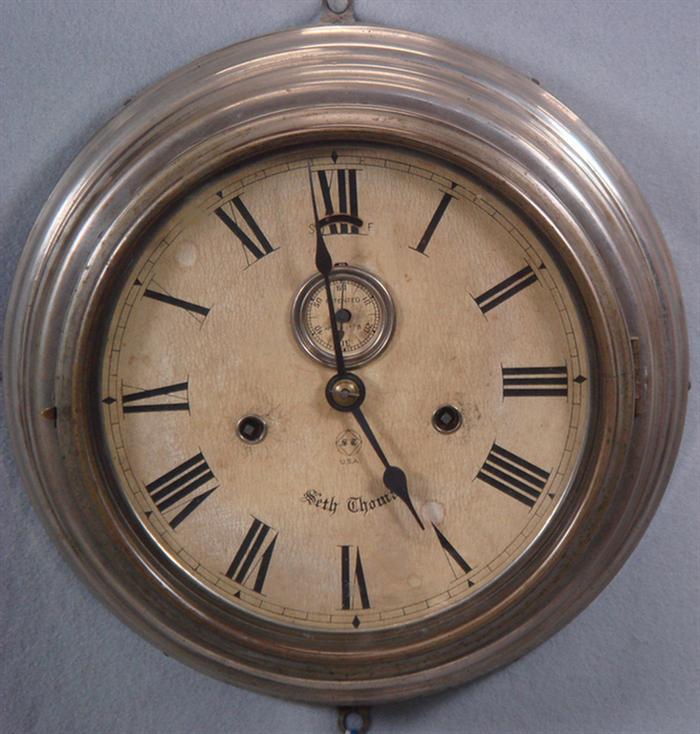 Appraisal: Seth Thomas nickel plated brass day Banner lever clock double