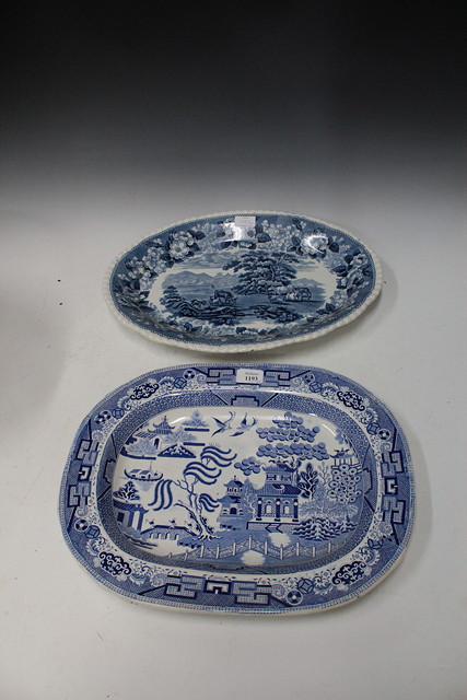 Appraisal: A STAFFORDSHIRE OVAL BLUE AND WHITE PORCELAIN MEAT PLATE by