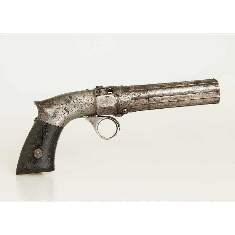 Appraisal: Antique Robbins Lawrence Ribbed Barrel Shot Revolver Antique Robbins Lawrence