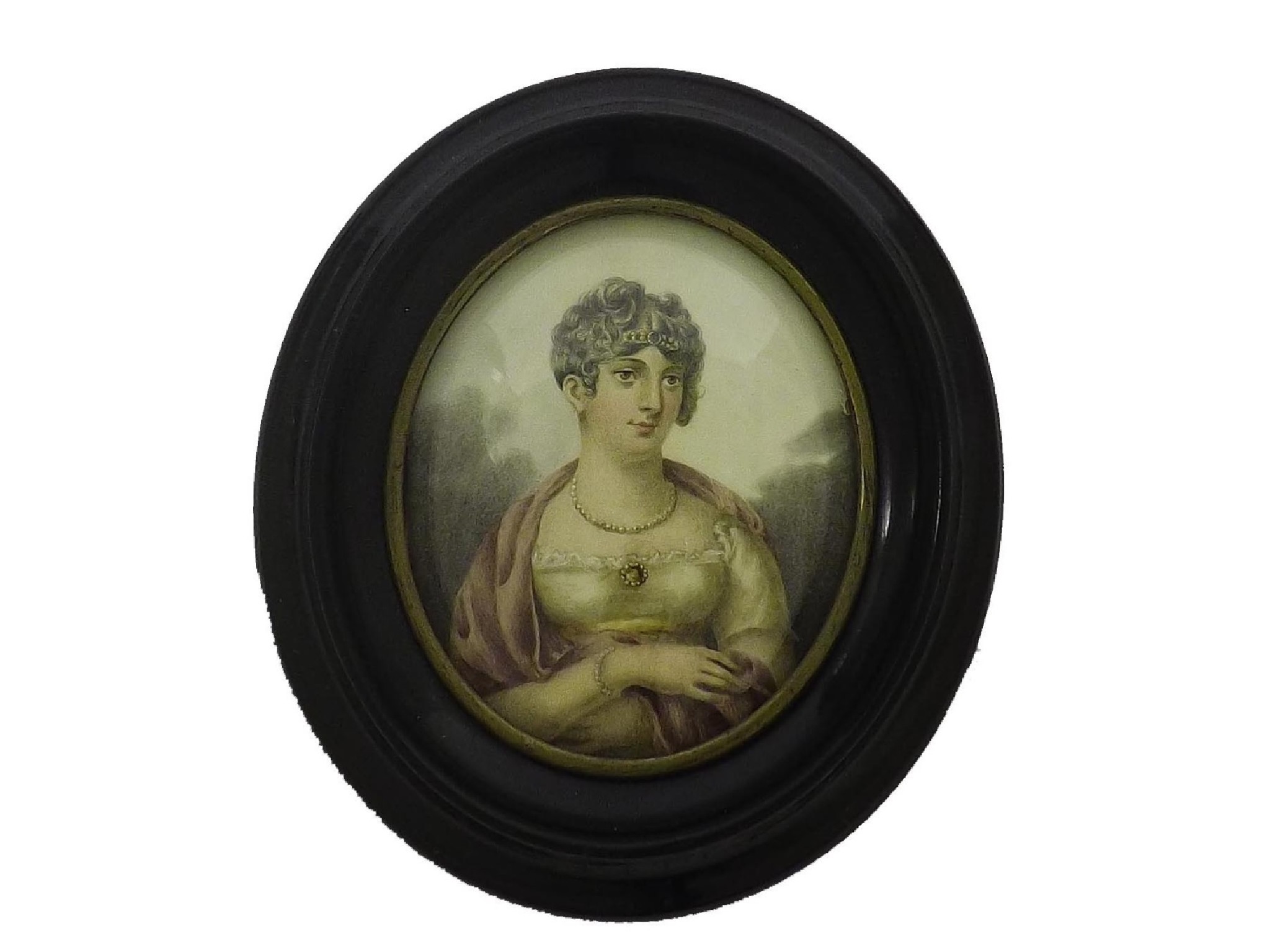 Appraisal: th Century School - miniature portrait of a lady wearing