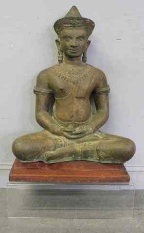 Appraisal: Bronze Buddha on a Lucite Base From an East th