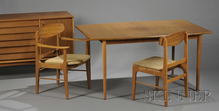 Appraisal: Stanley Dining Table Six Chairs and a Credenza Hardwood and