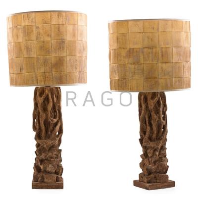 Appraisal: JAMES MONT - JAMES MONT DESIGN Pair of tree trunk