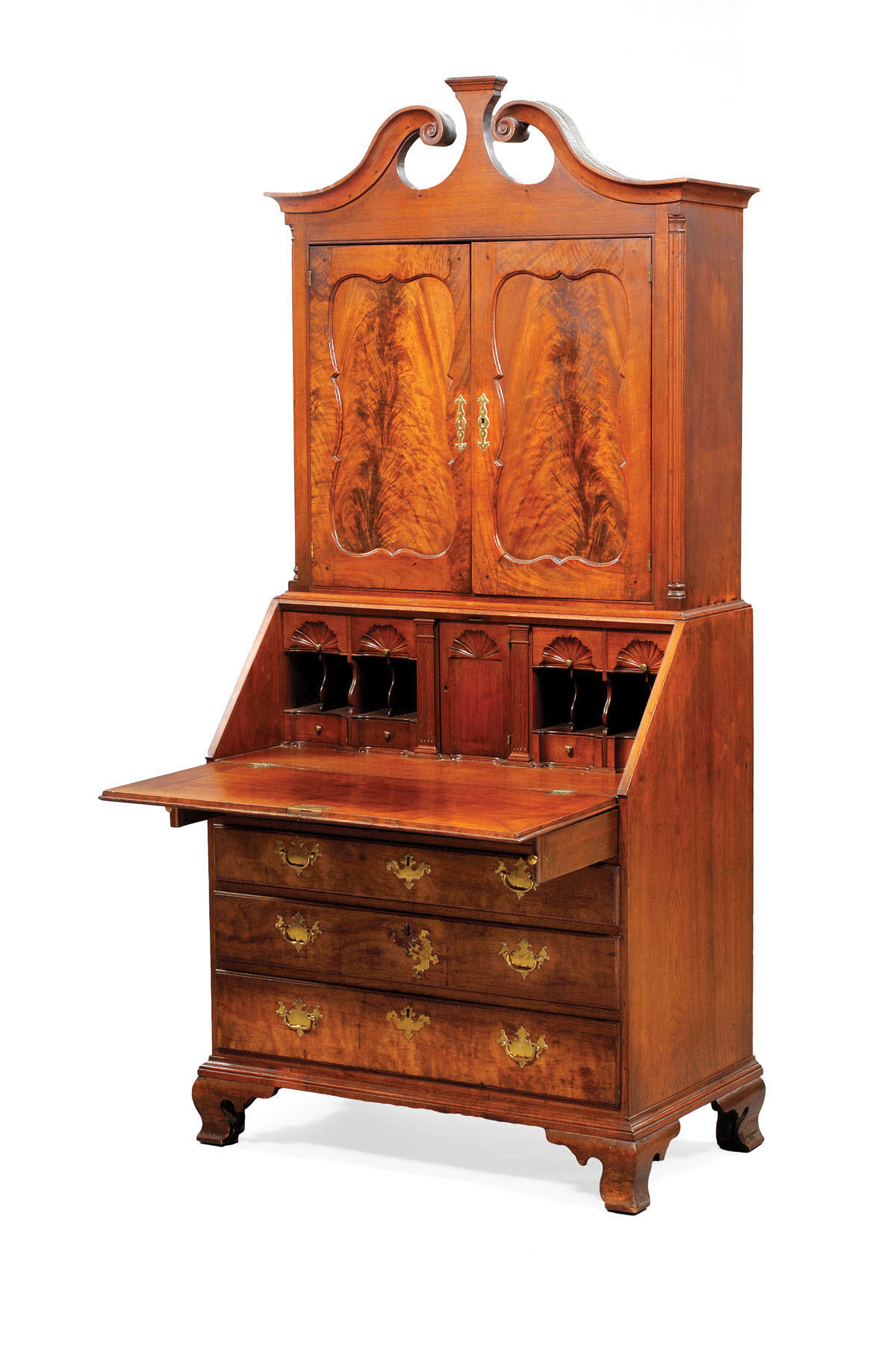 Appraisal: PENNSYLVANIA CHIPPENDALE WALNUT AND MAHOGANY SECRETARY BOOKCASE The upper section