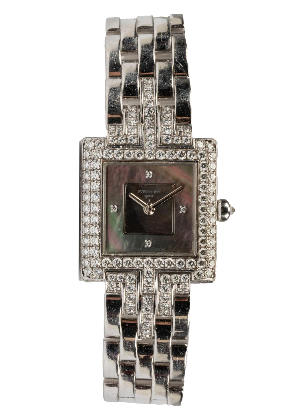 Appraisal: PATEK PHILLIPE KARAT WHITE GOLD DIAMOND WATCHthe dial signed 'Patek