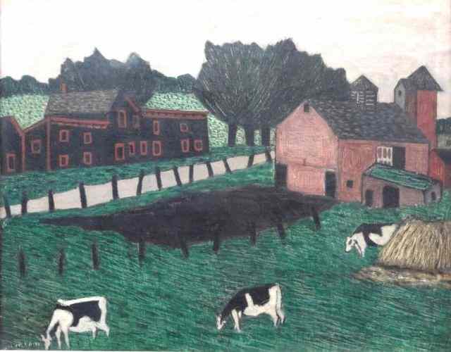 Appraisal: BAUMBACH Harold O C Barnyard with Cows Signed lower left