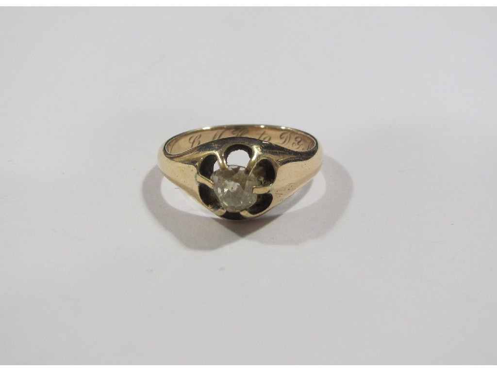 Appraisal: Gents Victorian gold diamond solitaire ring