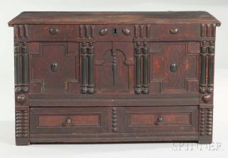 Appraisal: Oak Chest over Drawer probably Massachusetts c - the molded