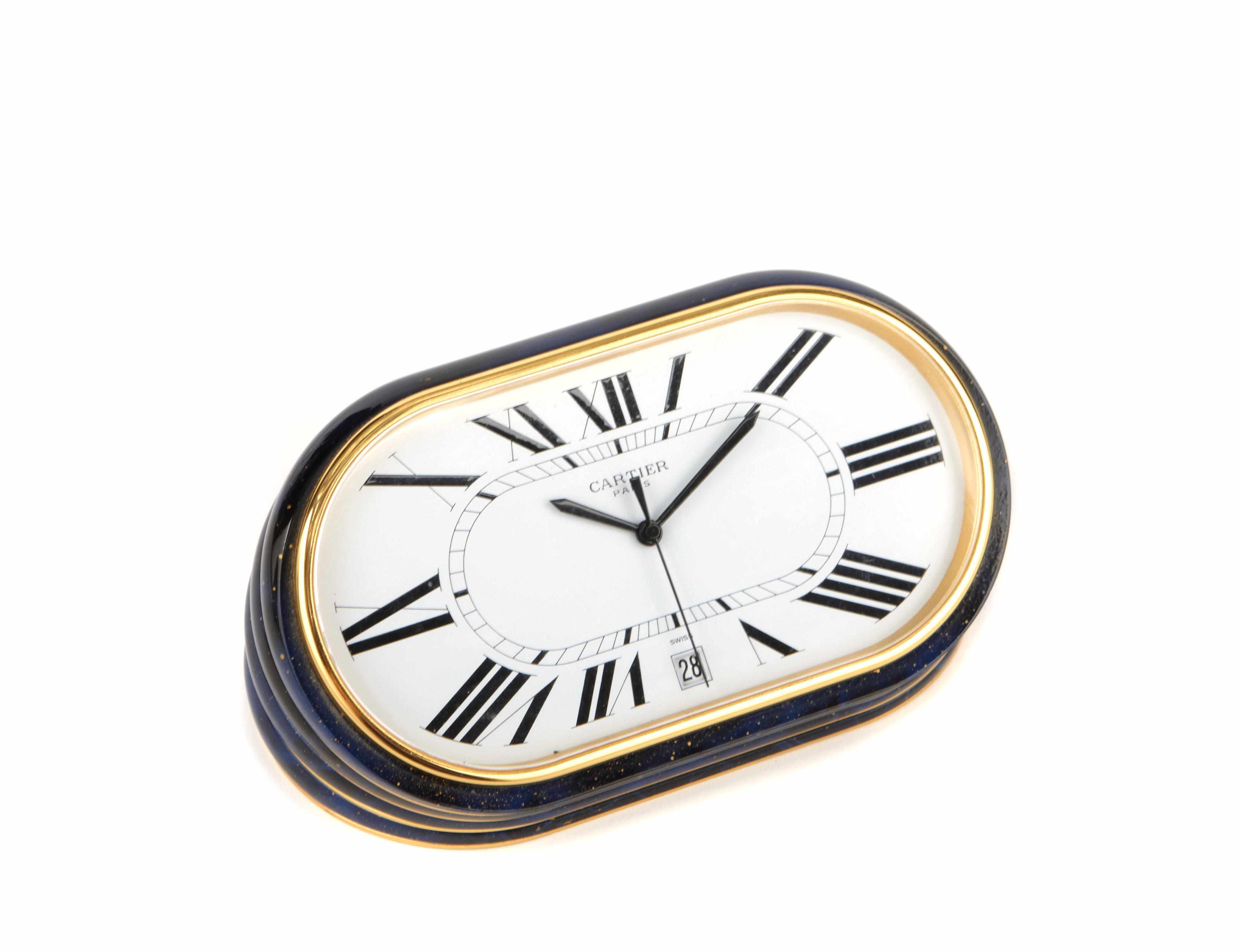 Appraisal: A Cartier desk clock with fitted box height of clock