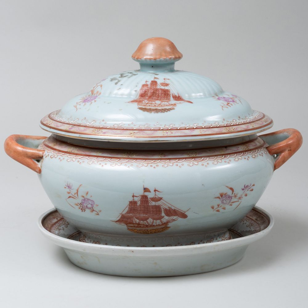 Appraisal: Chinese Export Porcelain Tureen on Stand x x in Condition