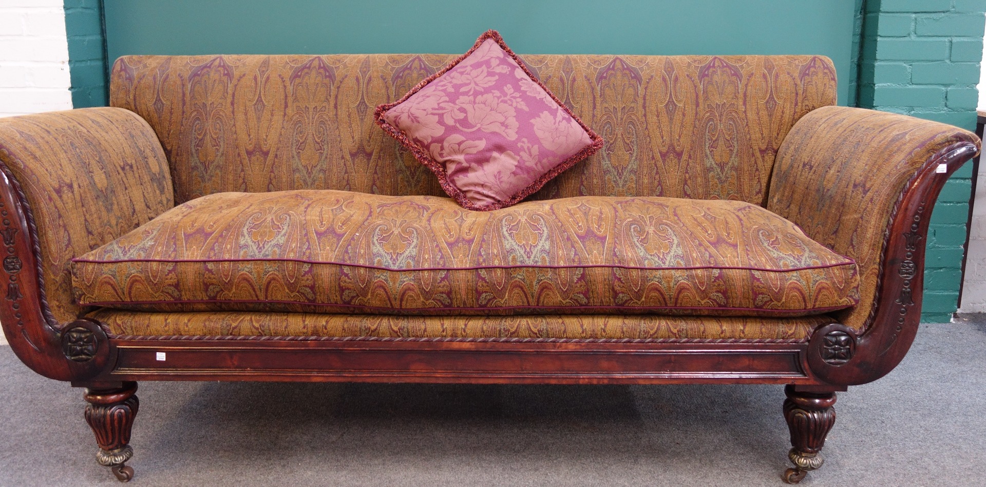 Appraisal: A William IV and later rosewood sofa with outswept arms