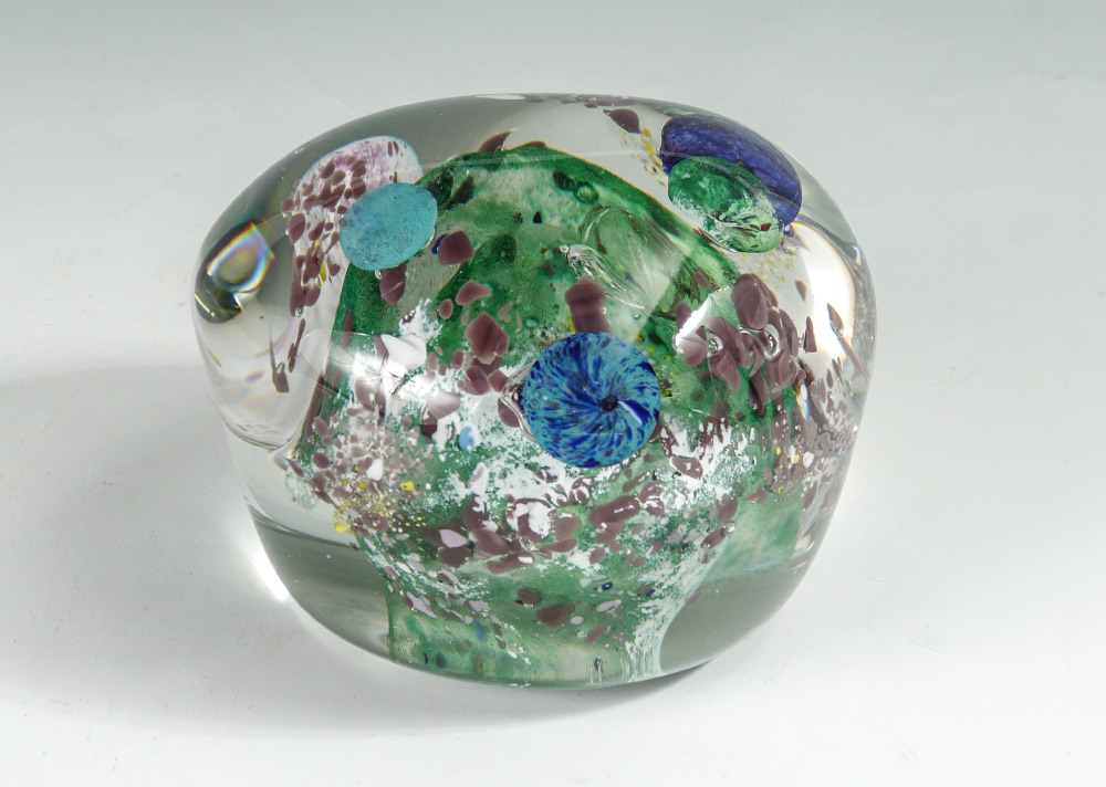 Appraisal: LARGE FREEFORM ART GLASS PAPERWEIGHT Illegible signed Lisa Leydo on