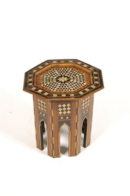 Appraisal: A small Moroccan inlaid table octagonal section inlaid with mother