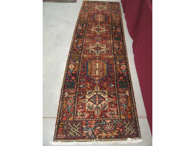 Appraisal: Heriz Persian Handmade Runner fine geometrics deep earthtones ' x