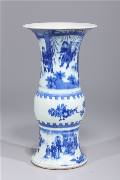 Appraisal: Chinese blue and white porcelain beaker vase with flowers and