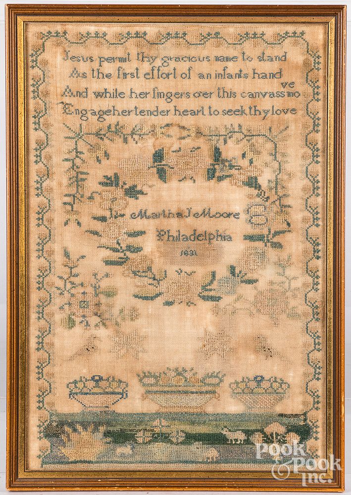 Appraisal: Philadelphia needlework sampler dated Philadelphia needlework sampler dated wrought by