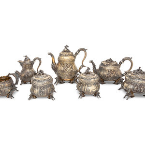 Appraisal: A George IV Six-Piece Britannia Silver-Gilt Tea and Coffee Service