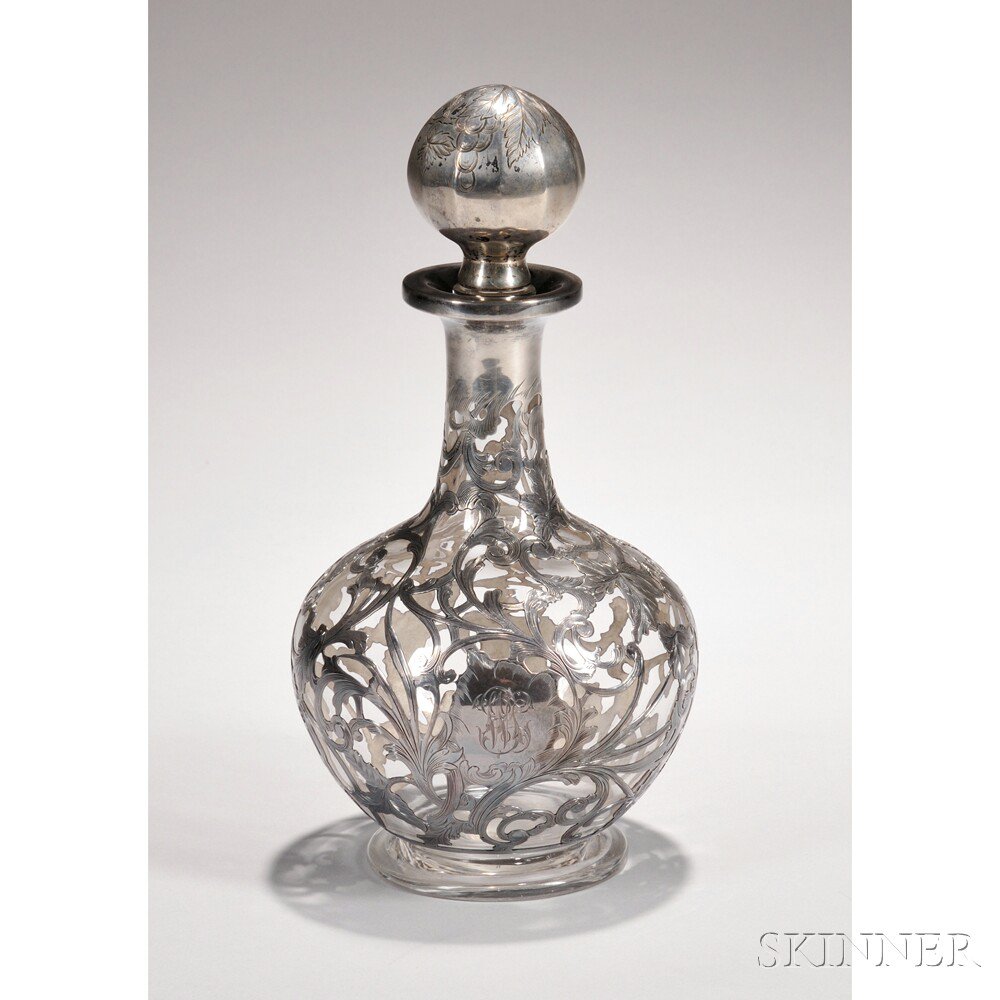 Appraisal: Gorham Sterling Silver Overlay Stoppered Decanter the colorless glass bottle