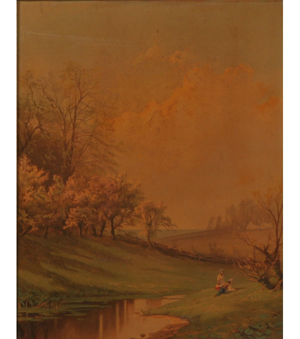 Appraisal: Alfred Thompson Bricher American - countryside lake scenes two oilette