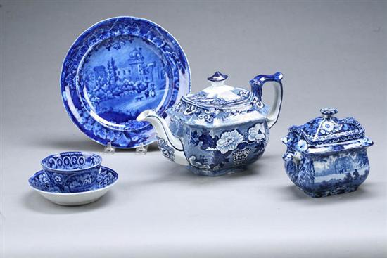 Appraisal: FOUR PIECES OF STAFFORDSHIRE England ca - s dark blue