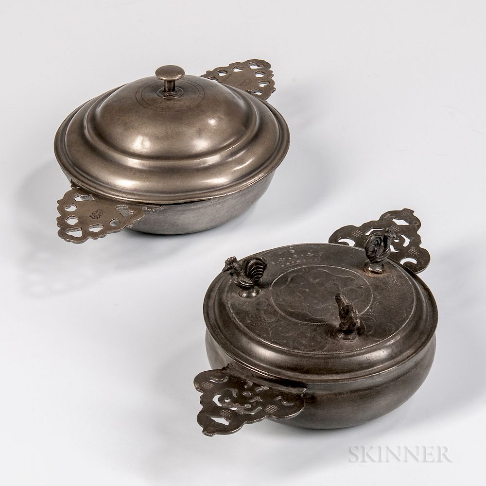 Appraisal: William and Mary Commemorative Two-handled Porringer and Another Two-handled Porringer