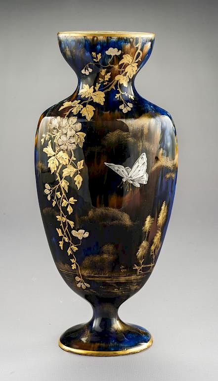 Appraisal: Japanese Drip Glaze Vase with Gilt Decoration DESCRIPTION Japanese vase