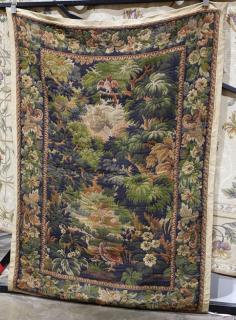 Appraisal: Victorian style tapestry depicting a tropical landscape with exotic birds