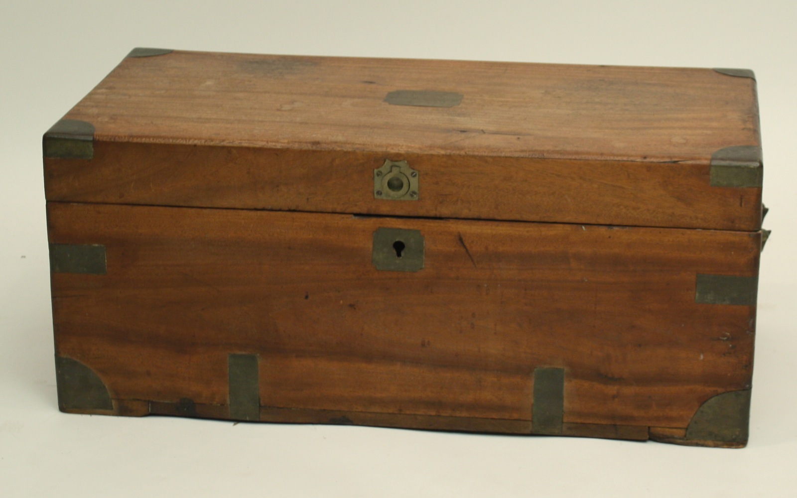 Appraisal: BRASS-BOUND CAMPHOR WOOD LIFT-TOP CHEST th CenturyWith brass handles Height