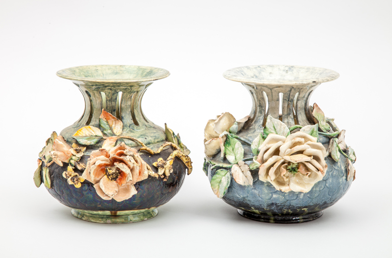 Appraisal: FAIENCE MANUFACTURING COMPANY GREENPOINT NEW YORK PAIR OF VASES Glazed