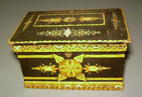 Appraisal: Pine Victorian trinket box top inscribed Fannie with paint decoration