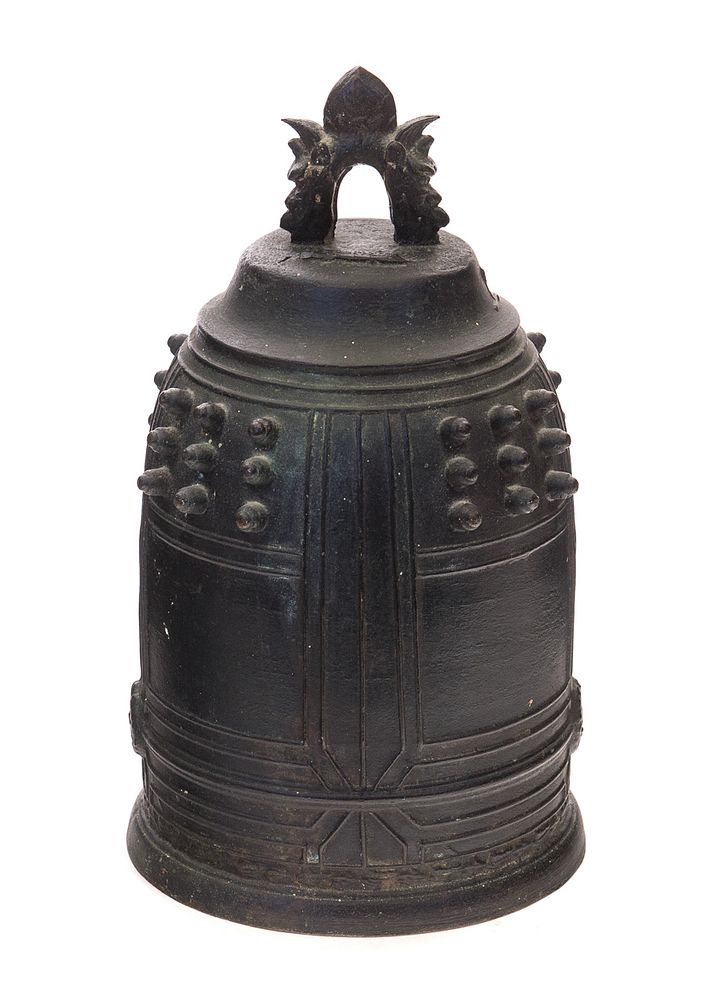 Appraisal: Chinese Bronze Bell Chinese bronze temple bell missing striker