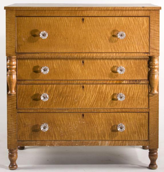 Appraisal: Tiger Maple Mid-Atlantic Empire Chest maple and strongly figured tiger