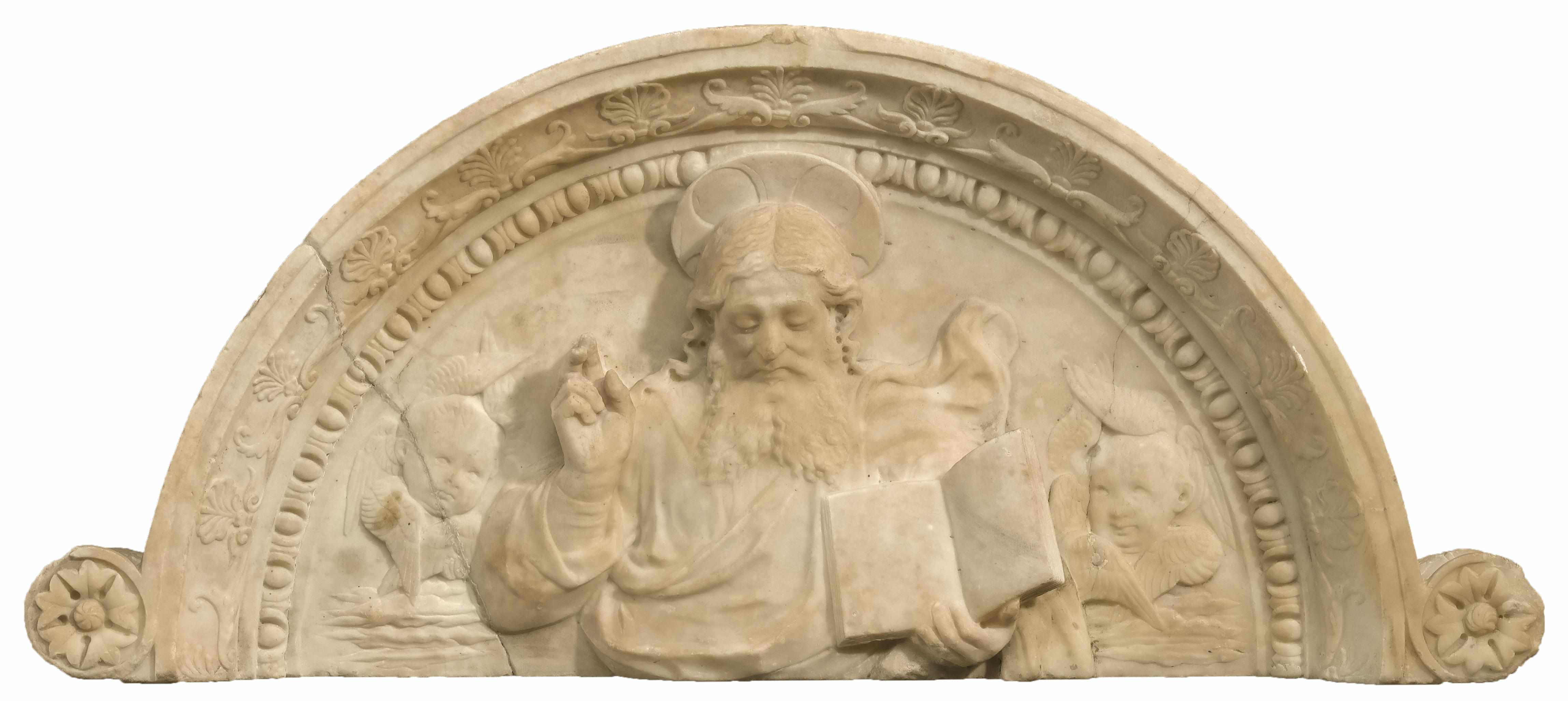 Appraisal: An important Florentine carved marble tympanum depicting God the Father