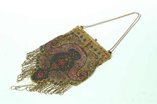 Appraisal: MESH PURSE France early th century Beaded purse in shades