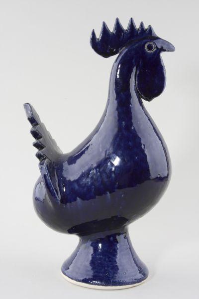 Appraisal: Georgia Folk Pottery Edwin Meaders Rooster deep overall cobalt glaze