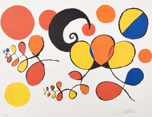 Appraisal: ALEXANDER CALDER Composition with Abstract Shapes Color lithograph x mm